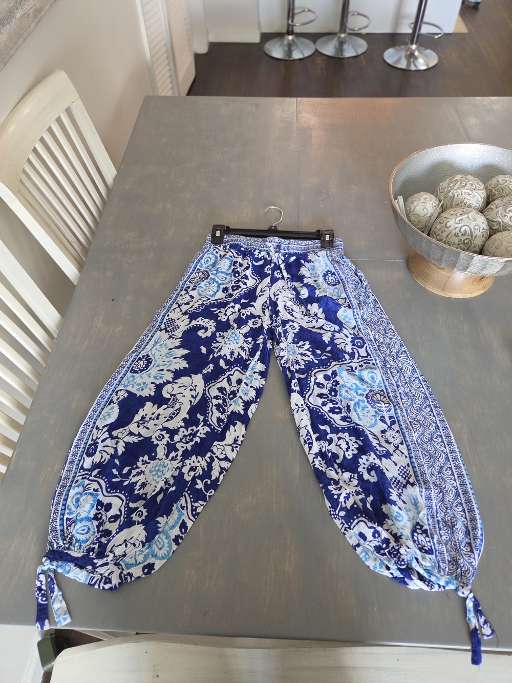 Rachel Zoe Navy, White & Light Blue Printed Harem Pants
